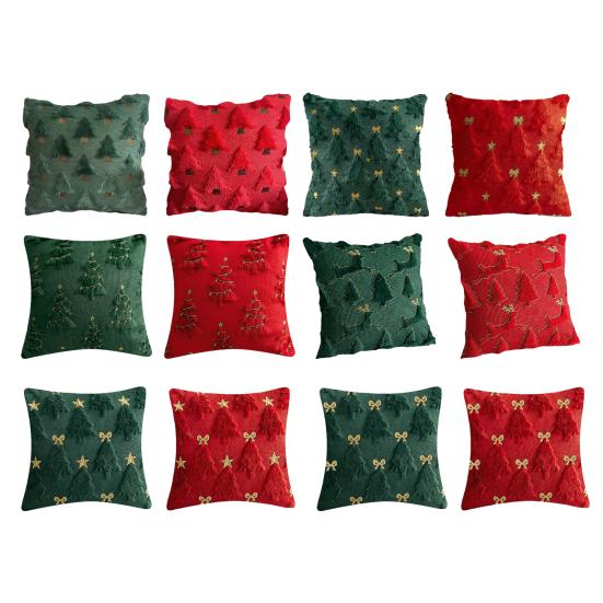 Christmas Pillowcase 3D Embroidery Tree Pattern Winter Holiday Throw Pillow Cushion Cover Festive Home Decor