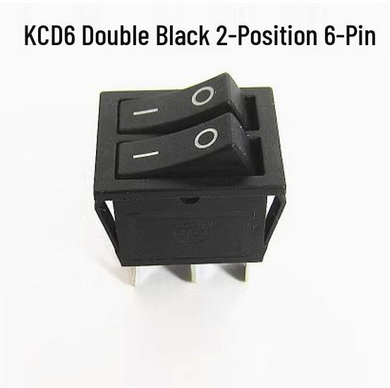 Red/Green 6-Pin Double-Gang Rocker Switch with Light for Electric Griddle/Heater