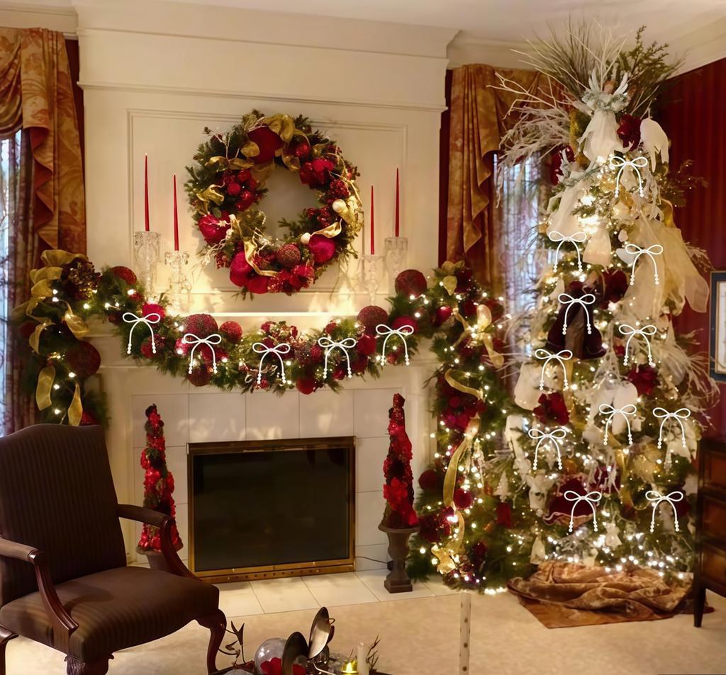 10Pcs Pearl Bow Cake Decoration, White Imitation Pearl Bow Cupcake Toppers Coquette Party Flower Wrapping Decorations