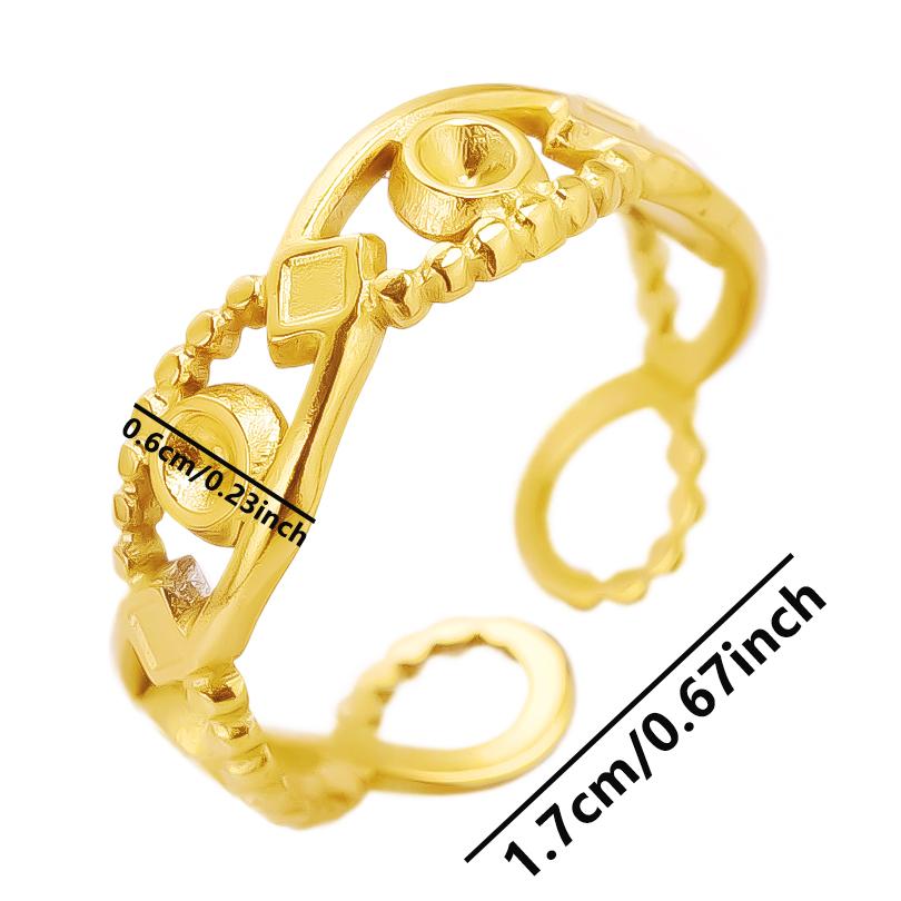 1/5pcs Real Gold Plated Open Adjustable Ring Oval Square Flower Stainless Steel Rings For Women Men DIY Stone Crystal Oil Drip