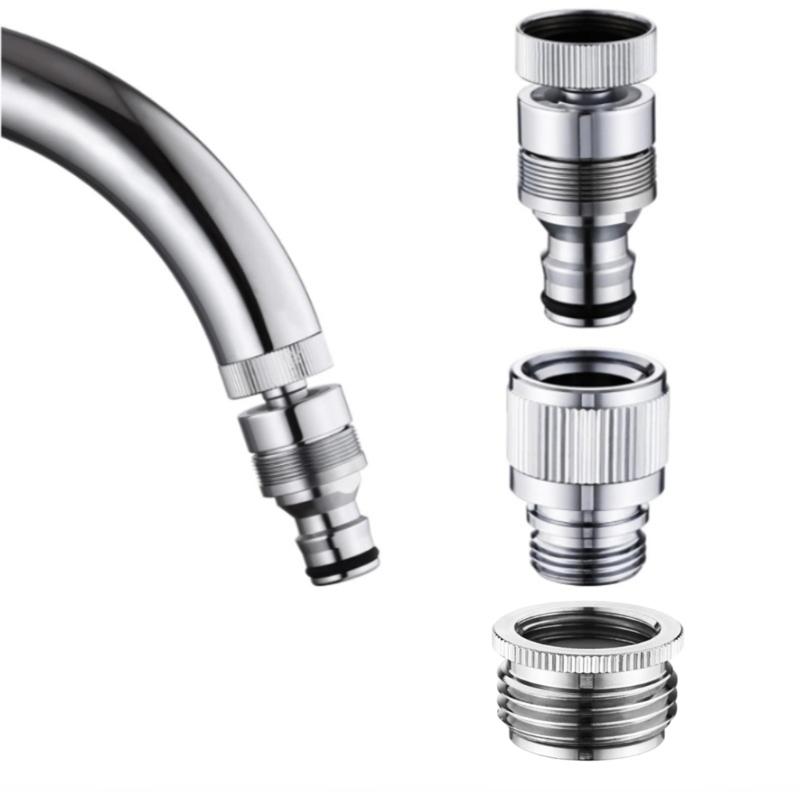 4 Pieces Faucet Adapter for Garden and Shower Hoses Stainless Steel Connectors Portable Washer Connector Supplies