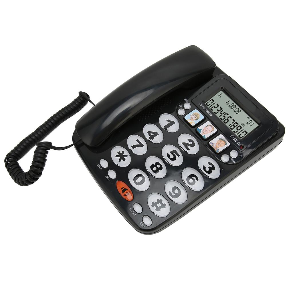 Corded Phone Caller ID Adjustable Ringtone Shortcuts Memory Wired Landline with Indicator for Home Office