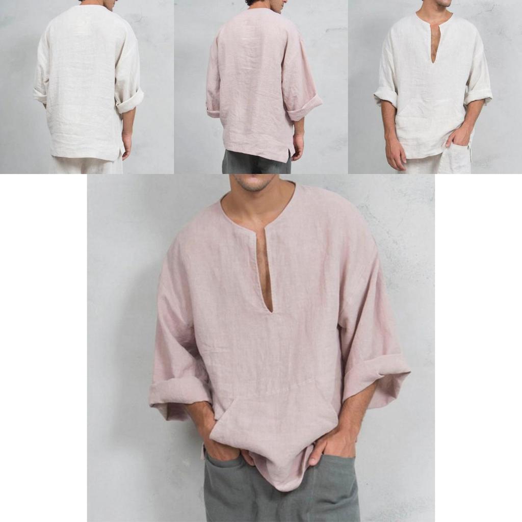 Premium Men's Long Sleeve Linen Shirt With Loose Fit For Casual Summer Comfort