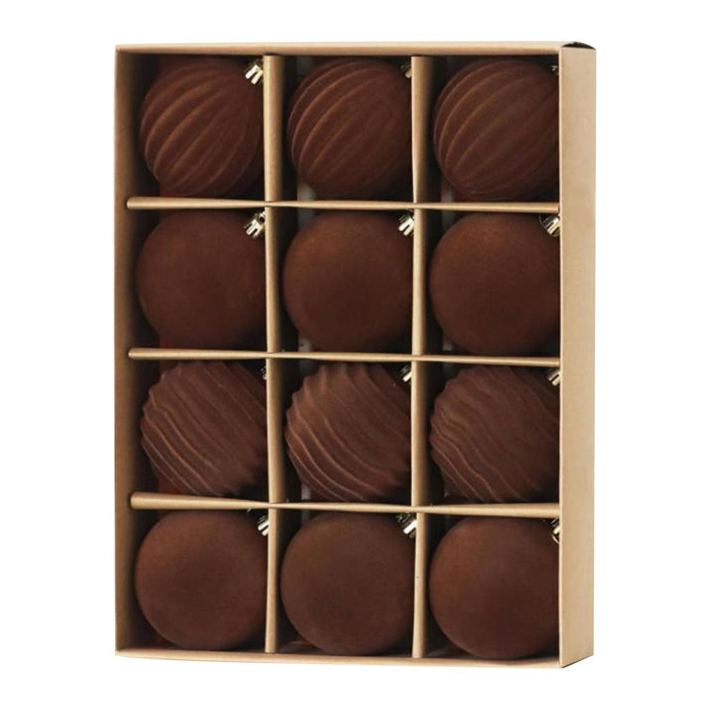 Christmas Ball Velvet Christmas Tree Flocking Ornaments 3.15 Inch 12 Pieces Plastic Ball Christmas Ornaments Red