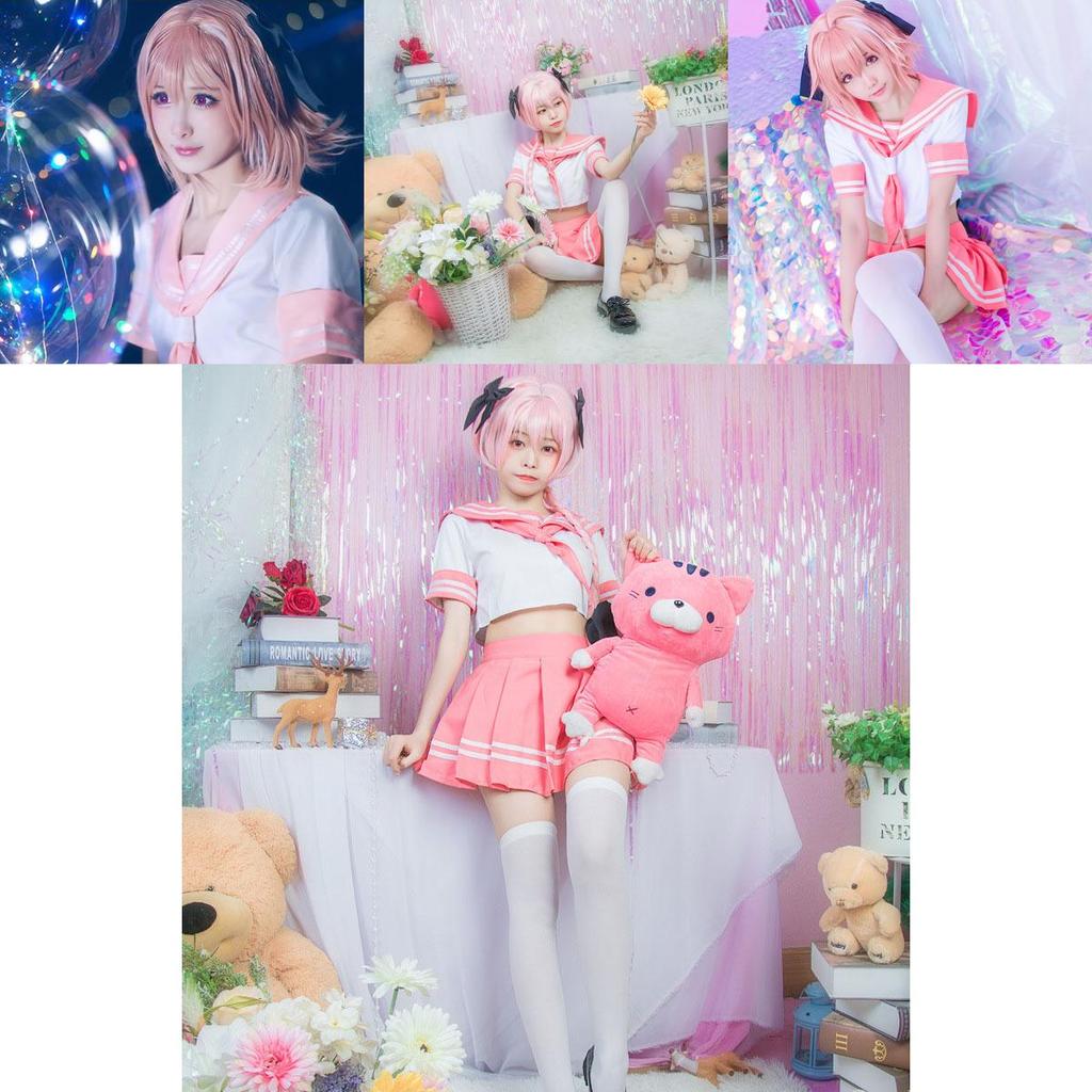 Vibrant Fgo Apocrypha Astolfo Cosplay Costume Stunning Pink School Uniform Outfit