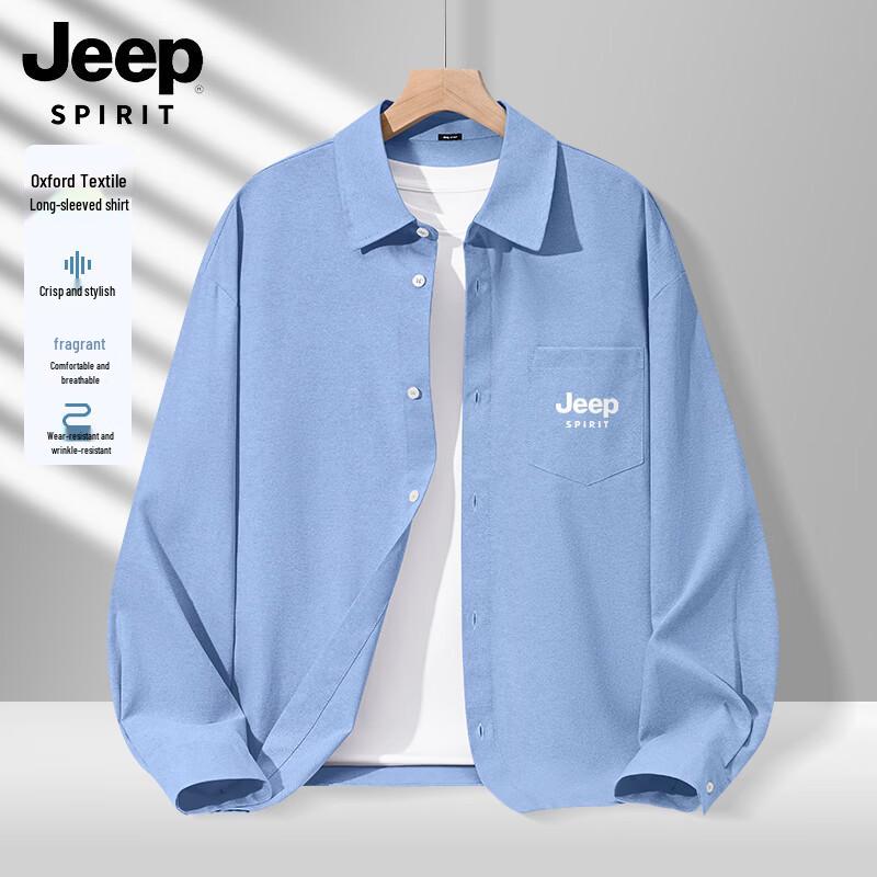 JEEP SPIRIT Men s Spring Casual Long Sleeve Collared Shirt L