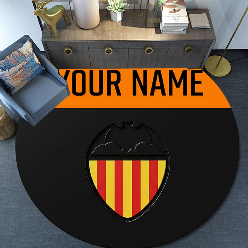 Custom Name,Valencia CF pattern round rug,Carpet Rug for Living Room Bedroom Playroom ,Non-slip Floor Mat,Holiday Gifts and Birthday Gifts.
