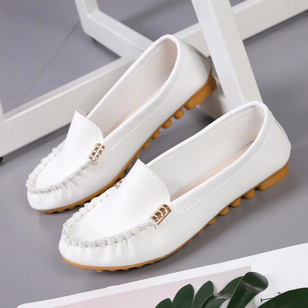 

Fashion Women s Shoes Low Heels Shallow Mouth, Flat Bottom, 2024 Summer New Casual Solid Color, Lightweight Women s Single Shoe Loafers 44 белый
