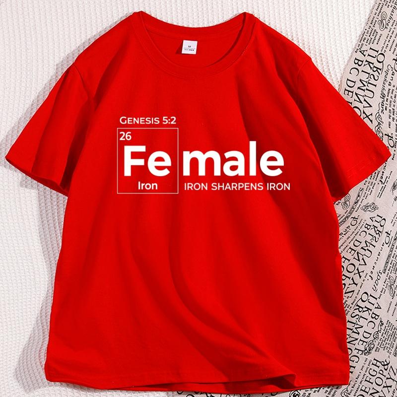 Female The Original Iron Man Printed T Shirt Cotton Short Sleeve Feminist Woman Up Tshirt Loose Round Neck Short Sleeve Tops S