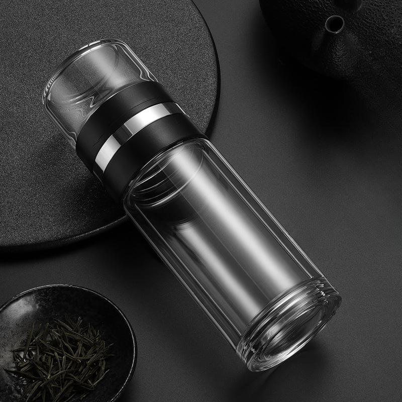 Dwuwarstwowe filiżanki do herbaty, filiżanki do herbaty męskie i damskie, filiżanki do herbaty z oddzielnym szkłem i herbatą.