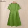 ZANZEA Women Casual Round Neck Summer Short Sleeve Dress
