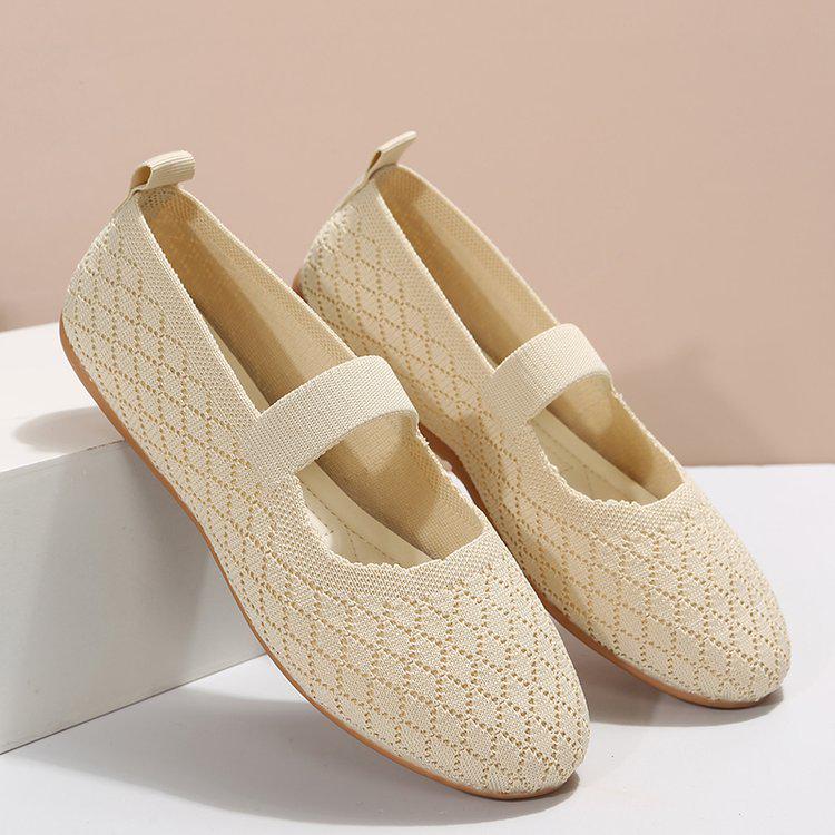 Dam Plus Size Andningsbara Fly-Knit Slip-On Ballerinaskor