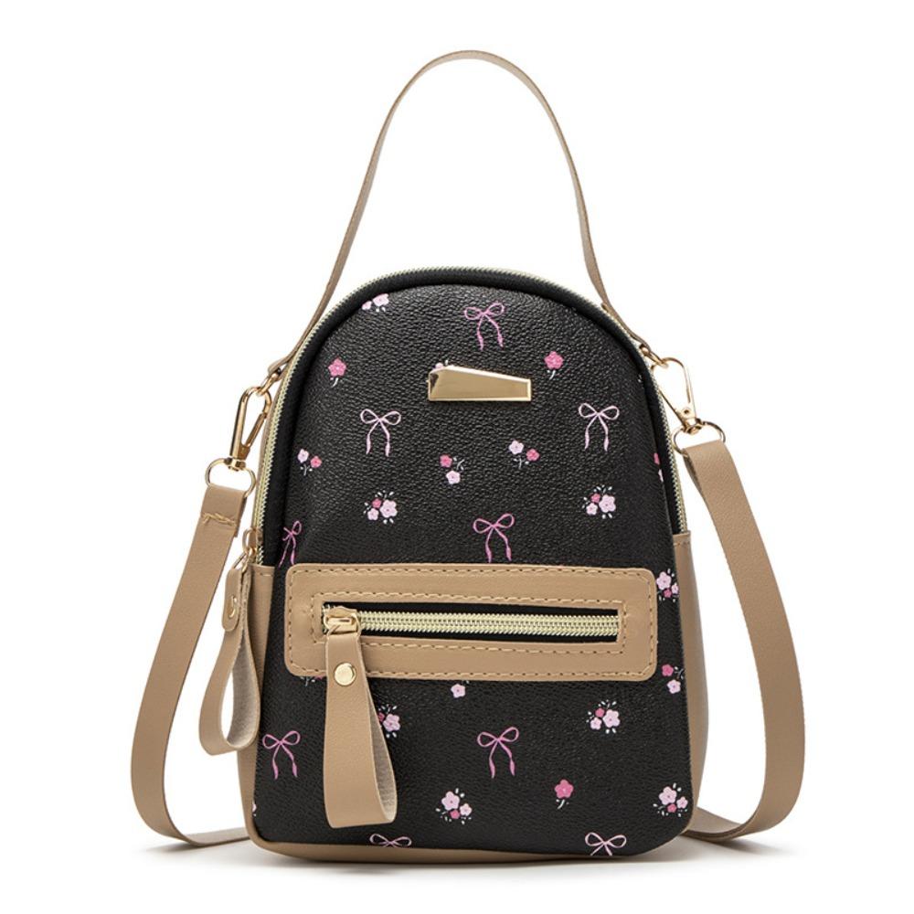Zaino da Donna alla Moda Stampato per il Tempo Libero Borsa a Spalla Versatile a Doppio Strato Borsa a Tracolla in PU da Viaggio