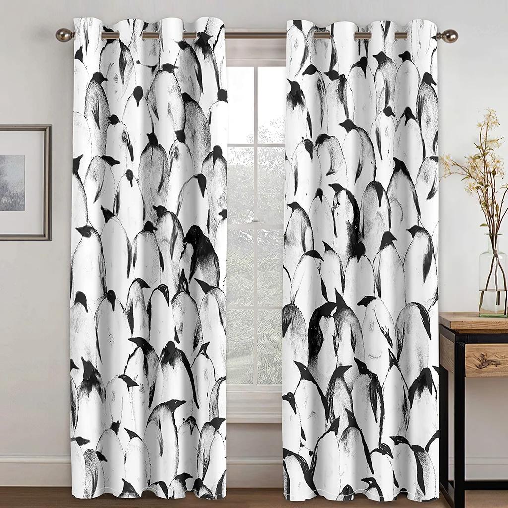 Cartoon Jungle Animals Kids Curtains Safari Zoo Print Window Drapes 2 Panels Nursery Bedroom Child Room Home Decor