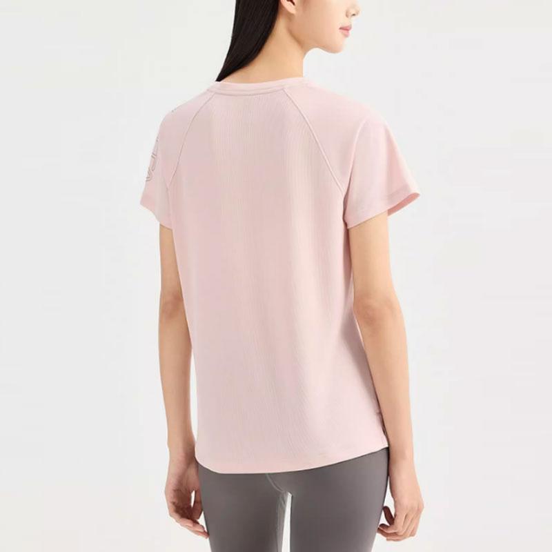 Anta Training Series Letter Logo Print Lightweight Moisture-Wicking Breathable Short Sleeve Raglan T-Shirt Women Tops Soft-Pink 962427103-1