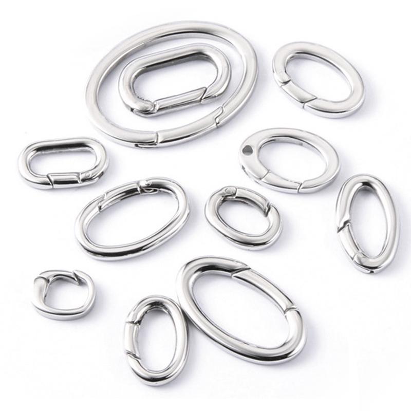2pcs/1pc Stainless Steel Spring Lobster Clasp Oval Clasp for Keychain Keyring Carabiner Key Holder Jewelry Making DIY No Fade