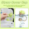 4pcs Cute Animal & Plant Reusable Straw Tips, Dustproof Decorative Cup Accessories