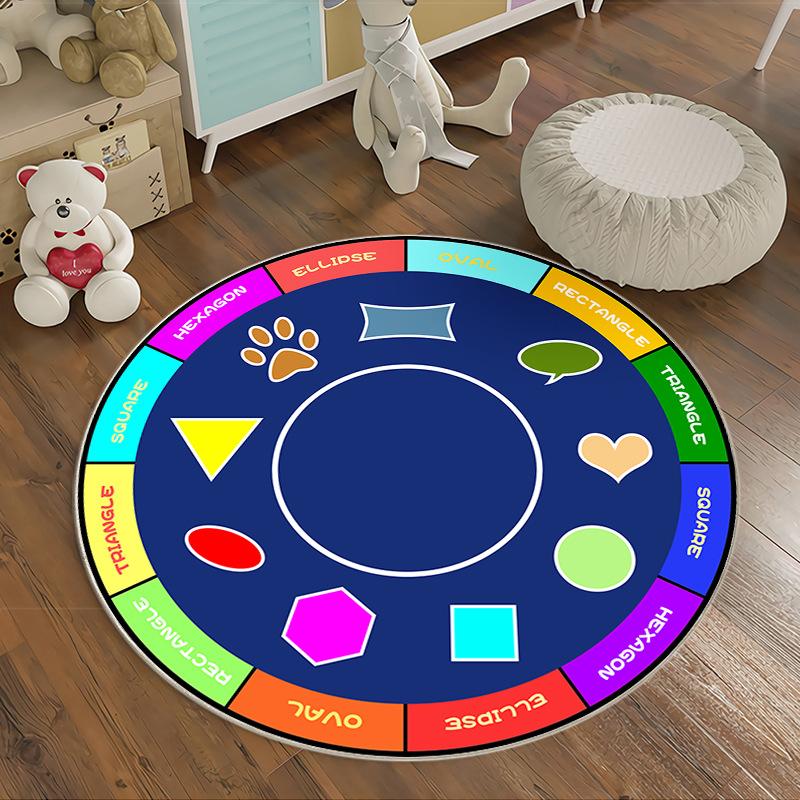 Musikthema Runder Teppich Buntes Notendesign Krabbelmatten für Kinder Kinderzimmer Pädagogische Dekoration Weicher Rutschfester Teppich