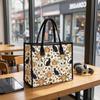 Halloween Black Cat Pumpkin Print Canvas Tote Bag Fashion Casual Large Capacity Shopping Handbag for Daily Use