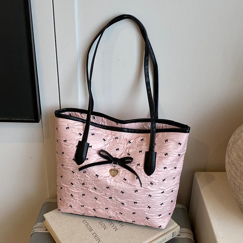Large-capacity Bow Bag, Fashionable Hand-held Shoulder Bag, College Student Commuting Tote Bag