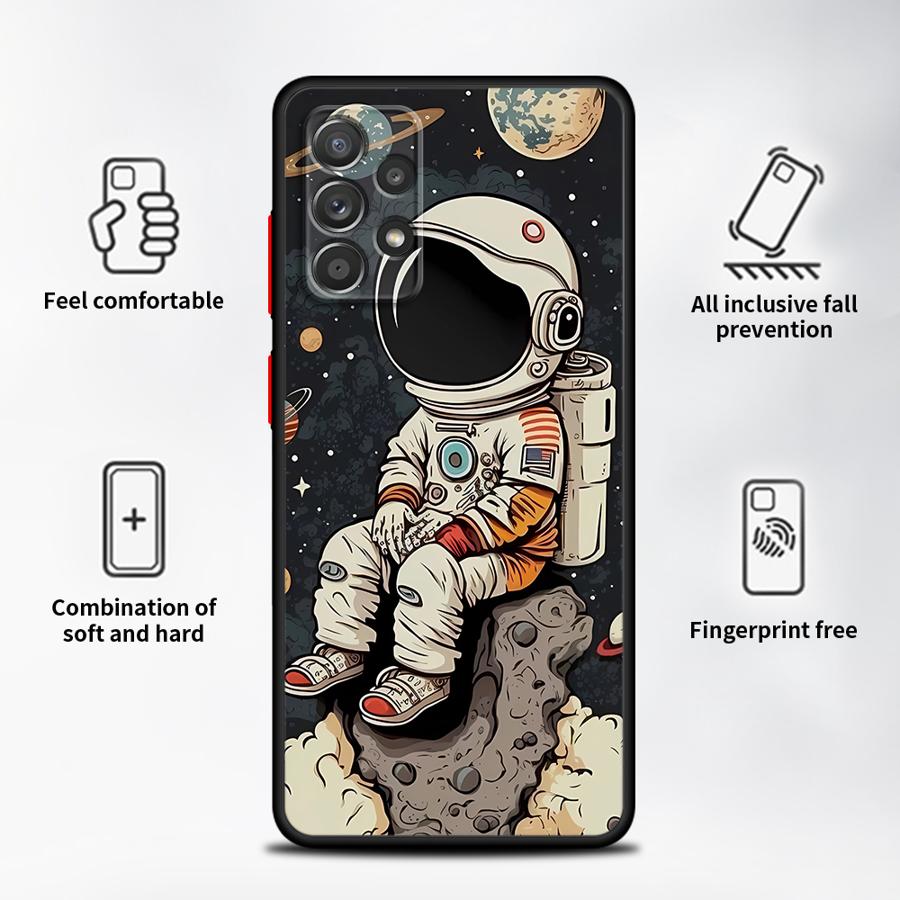 Cartoon Astronaut Phone Case for Samsung Galaxy A72 A73 A24 A71 A32 A21s A22 A33 A31 A16 A52 A23 A53 A35 Soft Cover