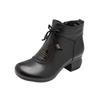 Soft leather Martin boots women's 2025 new autumn and winter soft surface thick heel fashion temperament versatile velvet warm short boots