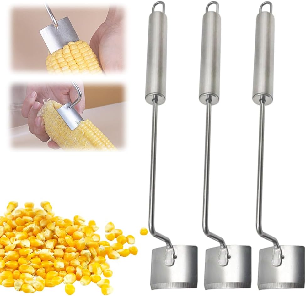 Easy Clean Corn Cob Peeler, 2025 New Corn Peeler for Corn On the Cob, Long Handle Stainless Steel Corn Stripping Tool for Home Kitchen (1 PCS)