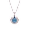 French Design S925 Sterling Silver Natural Aquamarine Color Treasure Necklace Women'S Personality Pendant Fashion Clavicle Chain