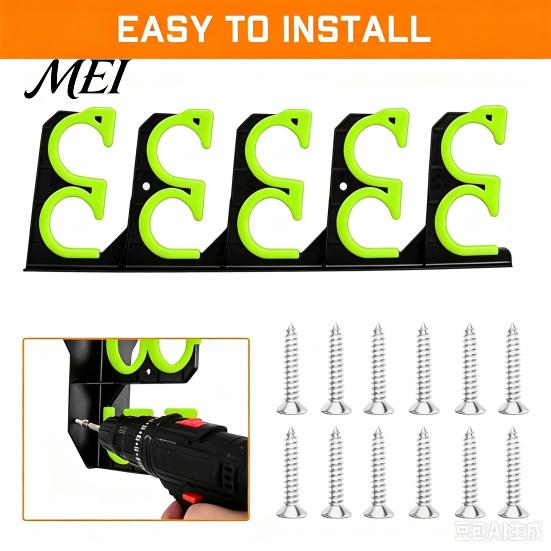 Indoor Fishing Tackle Storage 2Pcs Wall Mount Rod Holder, 5 Pole Display Organization Rack for Garage Shed, Horizontal Organizer Stand