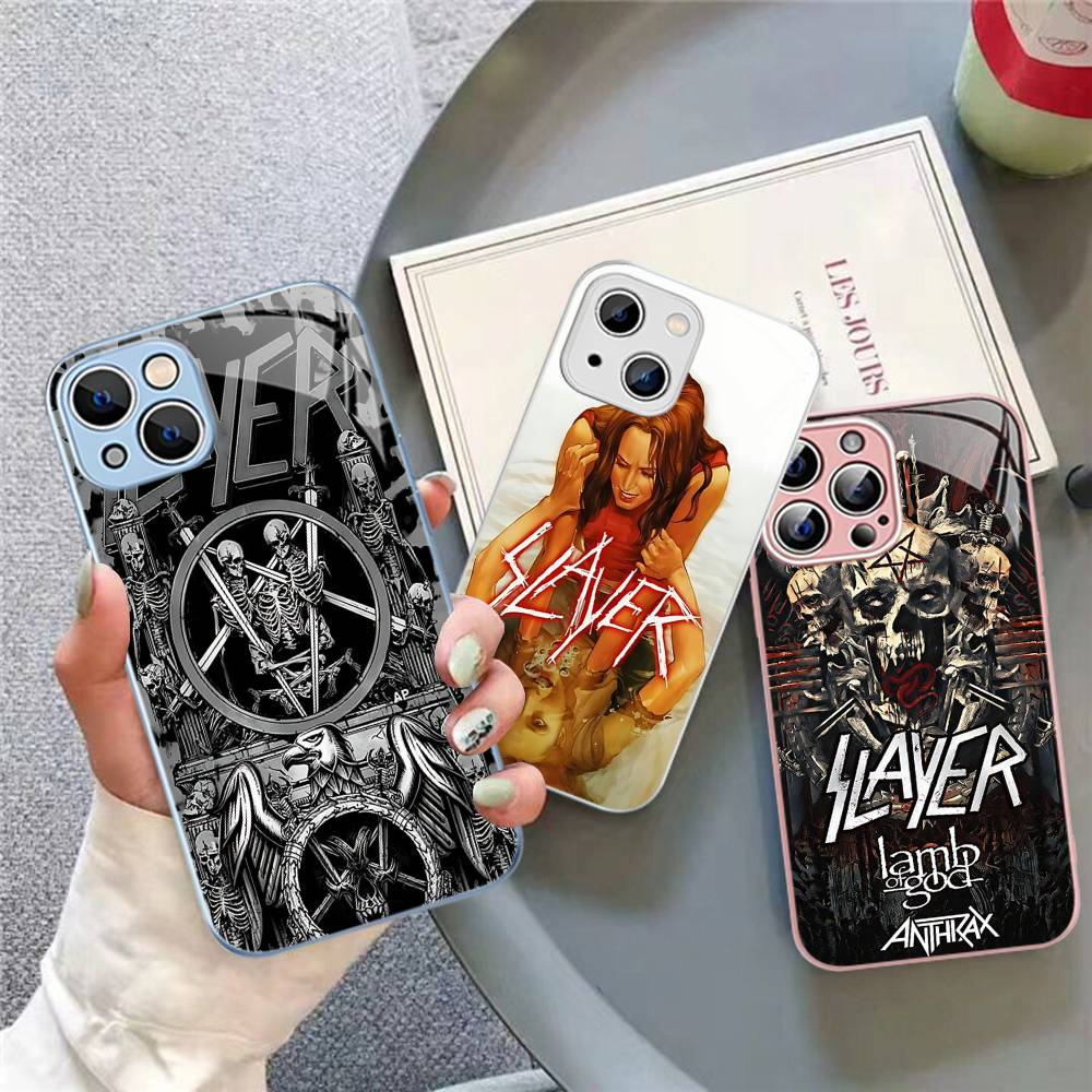 Slayer Heavy Metal Band Music For IPhone 14 13 12 Mini 11 Pro XS Max X XR 14 Plus Tempered Glass Cover