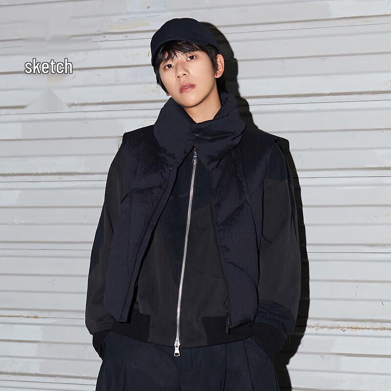 

CROQUIS Men s Knit Patchwork Baseball Collar Jacket S