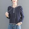 Women's Striped Hooded Knit Sweater: Spring/Autumn Layered Wear