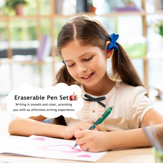Yousheng Christmas Erasable Gel Pen 0.5mm Retractable Ink Pens with Eraser Tips Festive School Office Supplies