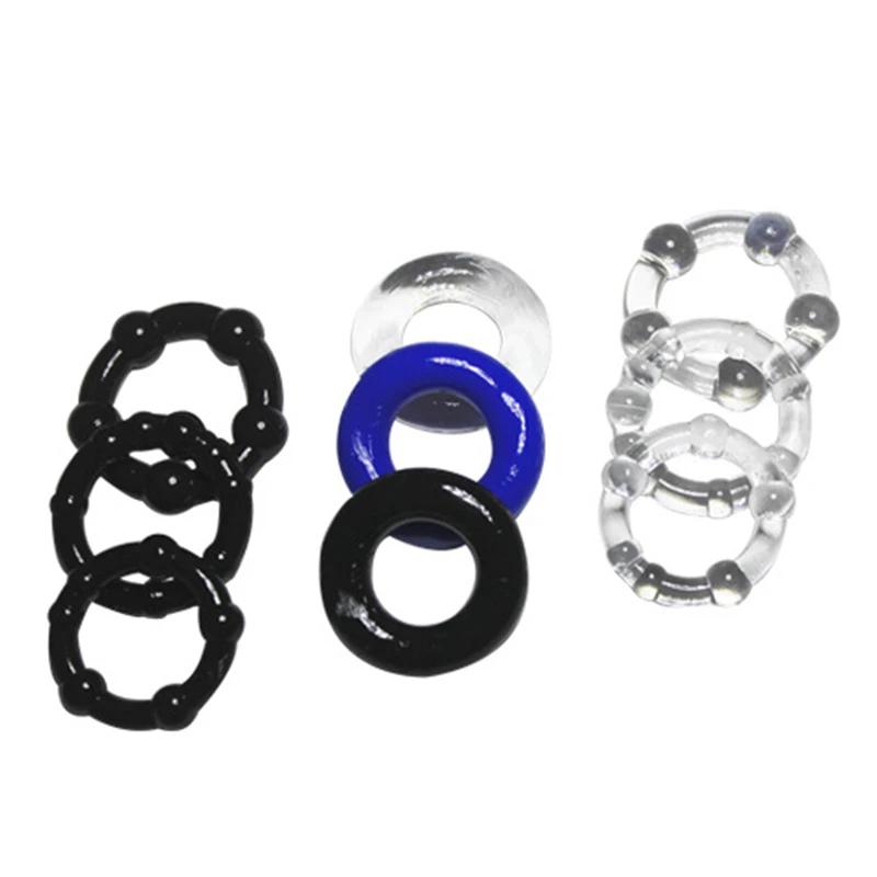 Cock Penis Ring Bead Penis Ring Male Delay Ejaculation Lasting Silicone Erection Ring Sex Toys For Men Adults 3 Pcs/Set