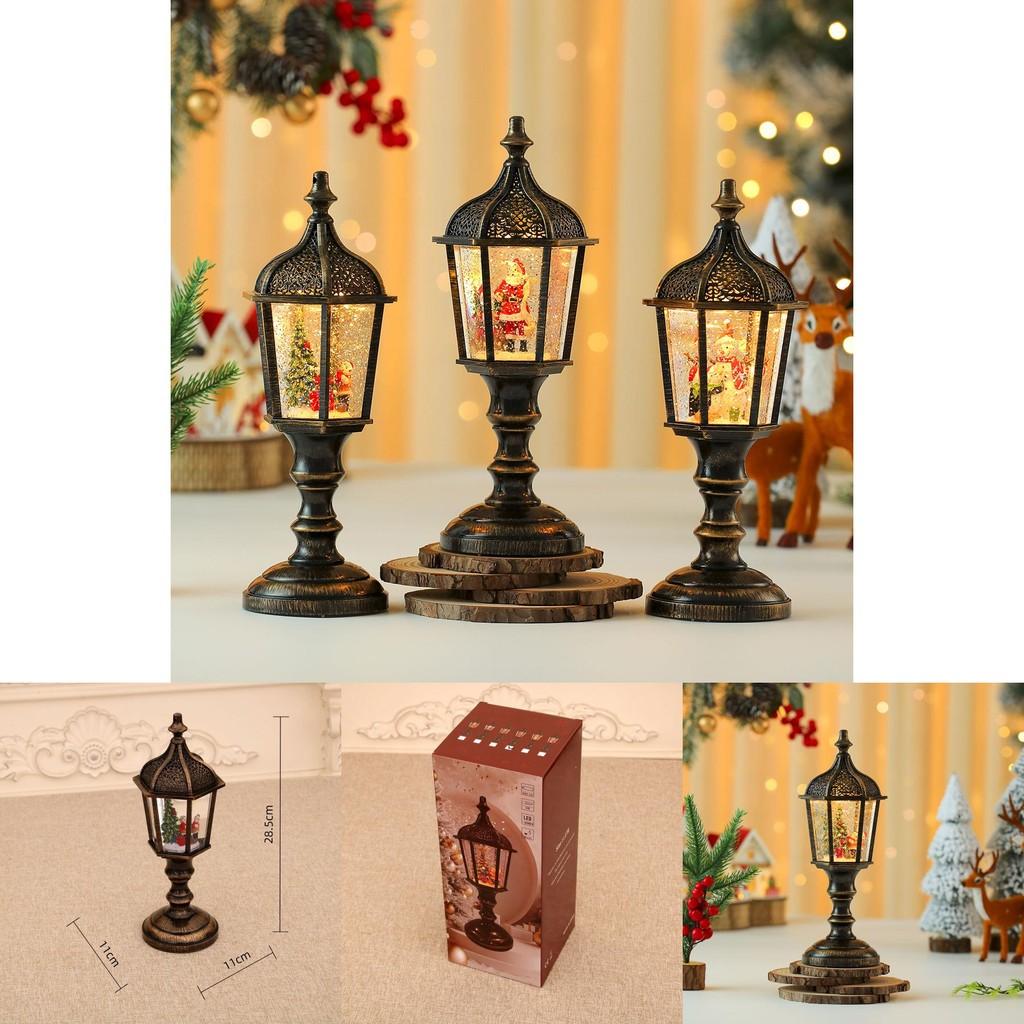 Weihnachts Schneemann Figur Vintage Tischlampe Mit Licht Musik Und Schnee-Effekt Für Feiertagsdeko