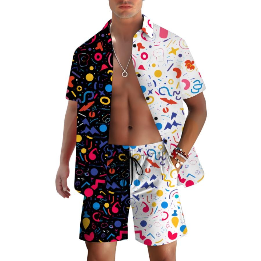 Summer Graffiti 3D Print Men Shirt Sets Fashion Short Sleeve Shirt Oversized Beach Shorts Streetwear Hawaiian Suits Clothes