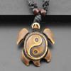 Retro Dames Heren Faux Bone Waxkoord Yin Yang Tai Chi Schildpad Hanger Ketting Cadeau
