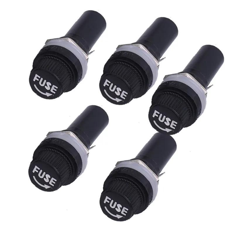 

5Pcs 5x20 6X30mm Fuse Holders Black Insurance Tube Socket Fuse Holder 10A 250V AC 15A 125V AC For 5*20 6*30MM Insurance Panel 5X20MM чорний