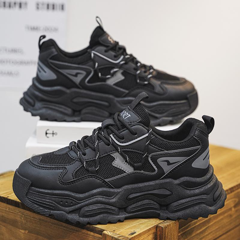 Men's Shoes Fashion Korean Thick Bottom Plate Shoes Outdoor Non-slip Lightweight Comfortable Shock-absorbing Sneakers Casual Breathable Running Shoes