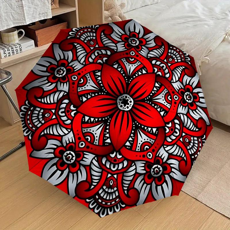 

1pc Floral Mandala Pattern Automatic Folding Umbrella, Casual Outdoor Accessory, Birthday Festival Gift yy251126145