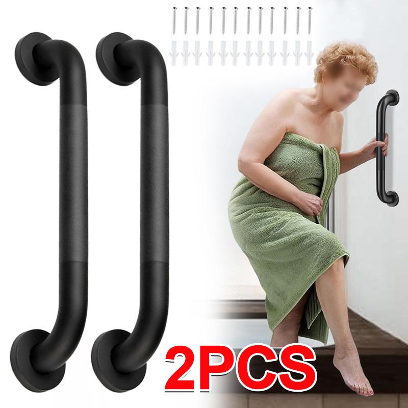 2 ks/balení Koupelnová protiskluzová bezpečnostní madla pro hendikepované Nerezová ocel Černé madlo Madlo 30CM