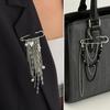 Exaggerated Personality Heart Multiple Chain Tassel Brooches for Women Fashion Imitation  Pearl Brooch Suit Pants Bag Decoration