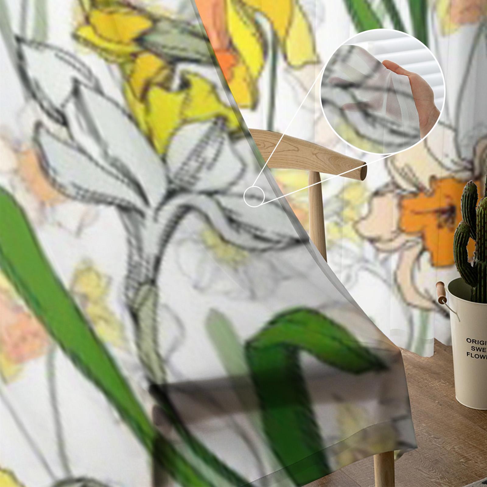 Чернила дикая роза цветок нарцисс прозрачные шторы для гостиной прозрачный тюль занавеска — фото 2