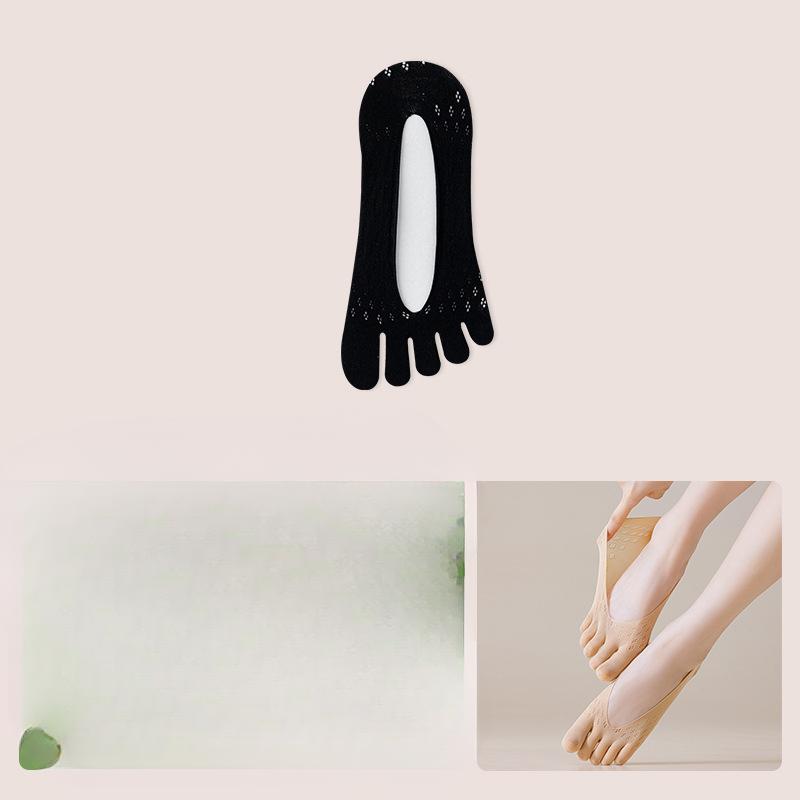 

Носки с пятью пальцами, Женские невидимые носки-лодочки с мелким вырезом, Противоскользящие и не сползающие, а также Антибактериальные и дезодорирующие сетчатые носки 1 pair