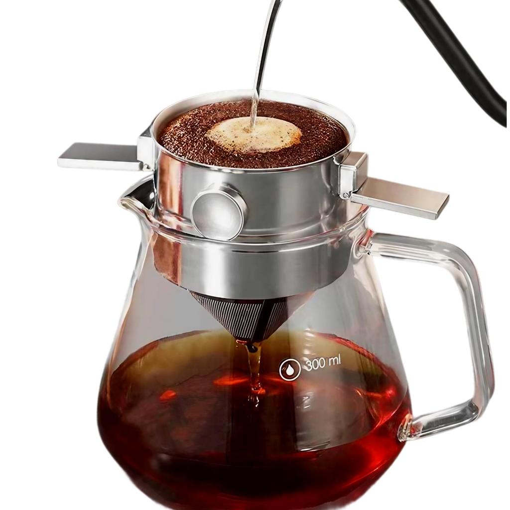 Rita Shokai Coffee Filter, Single-Cup Coffee Dripper, Paperless, Outdoor Camping, Foldable, All-Stainless Steel, Reusable, Silver