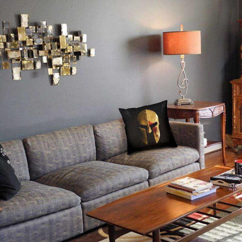 Fashion Sparta Skull Spartan Helmet Throw Pillow Cover Home Decor Custom Square Cushion Cover 40X40Cm Pillowcover For Sofa