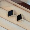 Temperament Black Rhombus Rhinestone Square Stud Earrings for Women Full Crystal Personality Unique Ear Wedding Jewelry