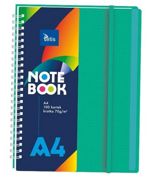 Green A4 spiral notebook. PP cover, 70g/m2, 100 sheets