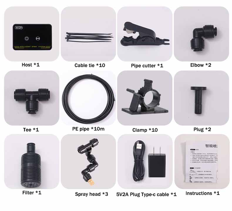 WiFi Rainforest Irrigation Timer Watering System Fog Nozzles Irrigation Kit Automatic Spray Misting Plant Watering System