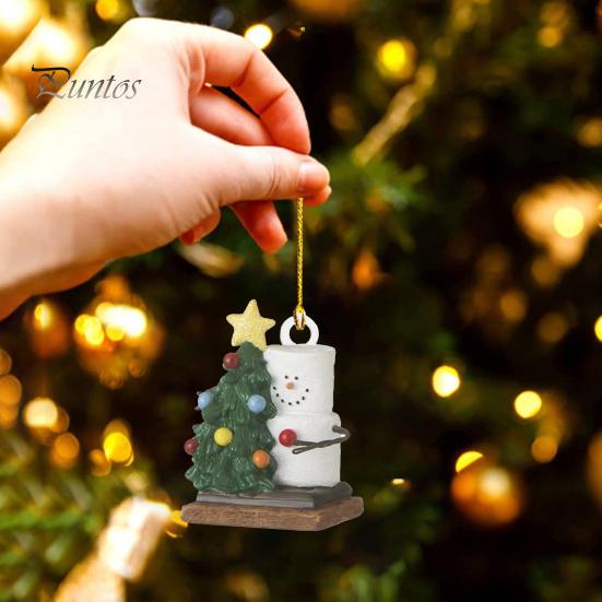 Vánoční závěsná dekorace sněhulák 3D akrylové opakovaně použitelné auto zpětné zrcátko kreslený přívěsek vánoční stromeček ozdoba na párty dárky